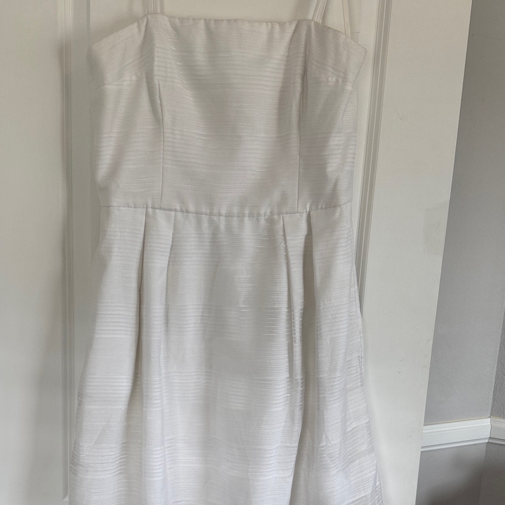 White House Black Market White Strapless A-Line Dress
